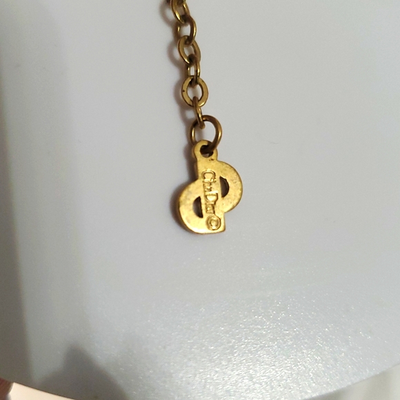 🇨🇵Christian Dior Logo Pendant Gold Pladed Necklace - Picture 10 of 15